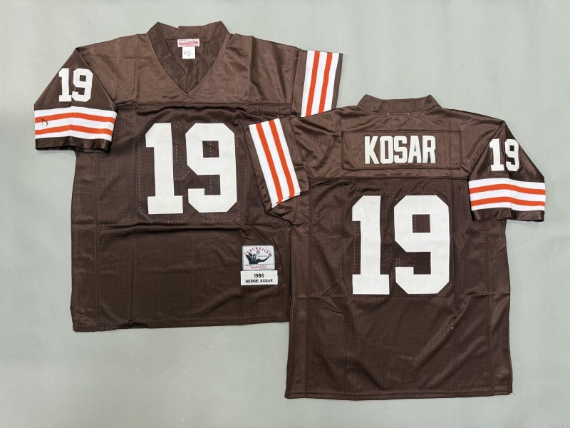 Men 2025 Cleveland Browns 19 Kosar brown Throwback Limited NFL Jersey style 001